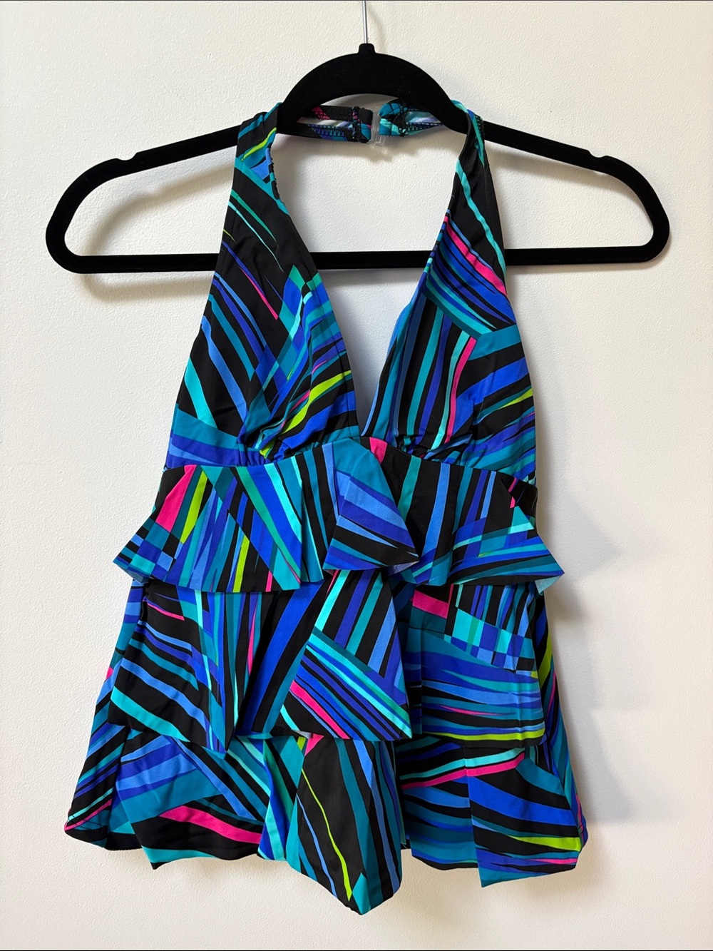 Caribbean Joe CIRQUE DU CJ Ruffle Layered Halter Tankini Top,Size 10,NWT